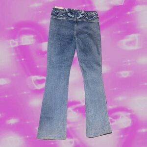 NEW WITH TAGS - Pacsun Dark Blue Butterfly No Waistband Low Rise Bootcut Jeans